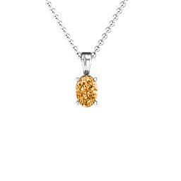 Elegant Oval Stone Pendant in 925 Sterling Silver with Citrine