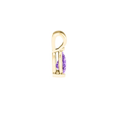 Elegant Pear Stone Pendant – 18K Gold Plated Silver with Amethyst