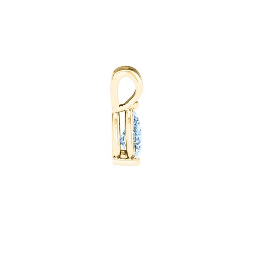 Elegant Pear Stone Pendant – 18K Gold Plated Silver with Aquamarine