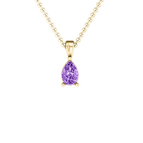 Elegant Pear Stone Pendant – 18K Gold Plated Silver with Amethyst