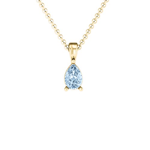 Elegant Pear Stone Pendant – 18K Gold Plated Silver with Aquamarine