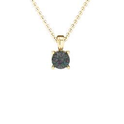 Elegant Round Stone Pendant in 18K Gold Plated Silver with Alexandrite