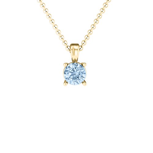Elegant Round Stone Pendant – 18K Gold Plated Silver with Aquamarine