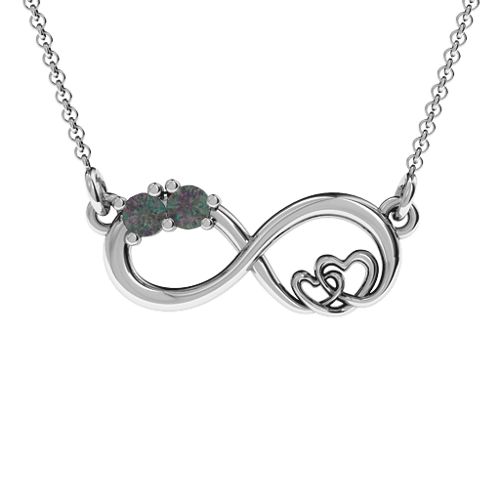 Double the Love Infinity Pendant – Sterling Silver with Alexandrite