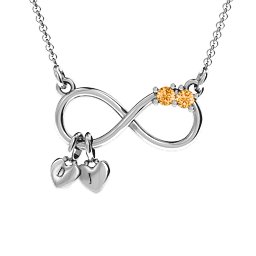 Twice the Love Infinity Pendant in 925 Sterling Silver with Citrine
