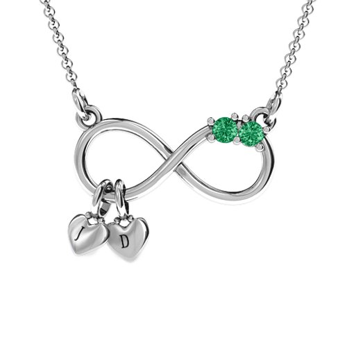 Twice the Love Infinity Pendant – Sterling Silver with Emerald