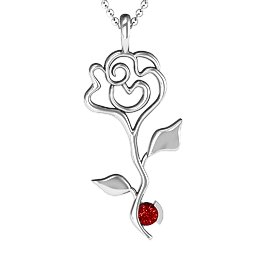 Enchanted Rose Pendant in 925 Sterling Silver with Garnet