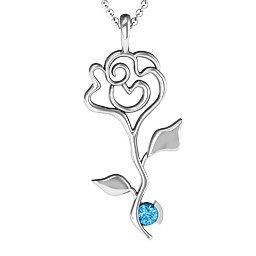Enchanted Rose Pendant in 925 Sterling Silver with Blue Topaz