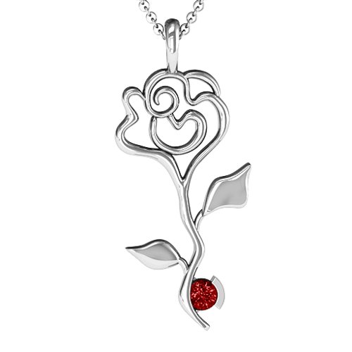 Enchanted Rose Pendant – Sterling Silver with Garnet