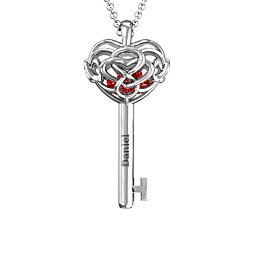 Infinitely in Love Caged Key Pendant in 925 Sterling Silver with Garnet, Pink Tourmaline, and Citrine