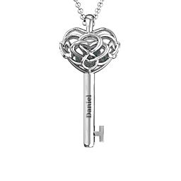 Infinitely in Love Caged Key Pendant in 925 Sterling Silver with Alexandrite, Pink Tourmaline, and Citrine