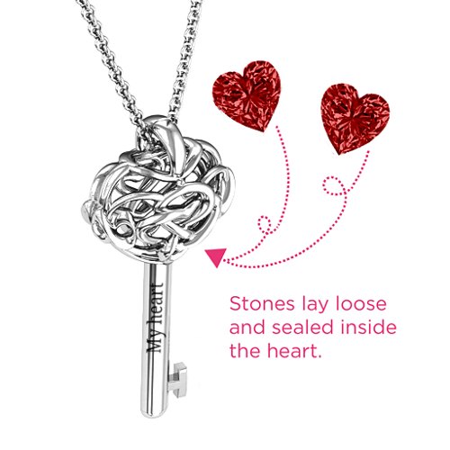 Infinitely in Love Caged Key Pendant – Sterling Silver with Garnet