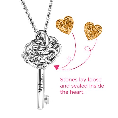 Infinitely in Love Caged Key Pendant – Sterling Silver with Citrine
