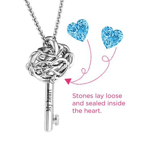 Infinitely in Love Caged Key Pendant – Sterling Silver with Blue Topaz