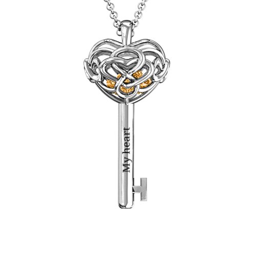 Infinitely in Love Caged Key Pendant – Sterling Silver with Citrine