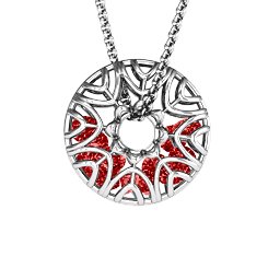 Endless Love Caged Stones Pendant in 925 Sterling Silver with Garnet