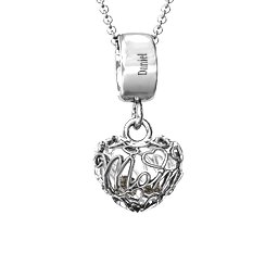 Engravable Mom Heart Cage Pendant with 2-4 Gemstones in 925 Sterling Silver with Smokey Quartz, Garnet, and Amethyst