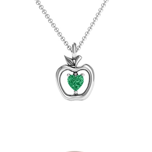 An Apple A Day Pendant – Sterling Silver with Emerald