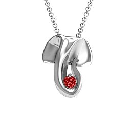 Ganesh Yoga Pendant in 925 Sterling Silver with Garnet