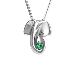 Ganesh Yoga Pendant in 925 Sterling Silver with Emerald
