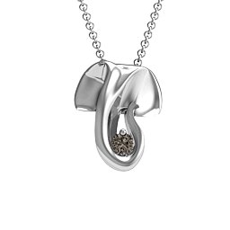 Ganesh Yoga Pendant in 925 Sterling Silver with Smokey Quartz