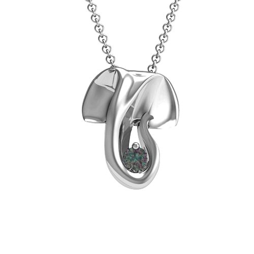 Ganesh Yoga Pendant – Sterling Silver with Alexandrite