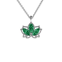 Sparkling Lotus Pendant in 925 Sterling Silver with Emerald