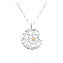 Sun and Moon Mandala Pendant in 925 Sterling Silver with Citrine