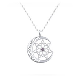 Sun and Moon Mandala Pendant in 925 Sterling Silver with Alexandrite