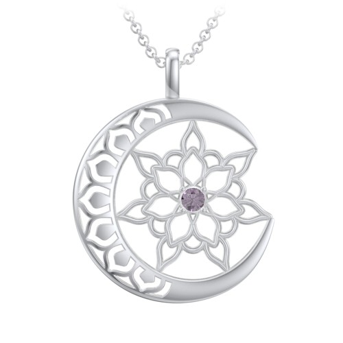 Sun and Moon Mandala Pendant – Sterling Silver with Alexandrite