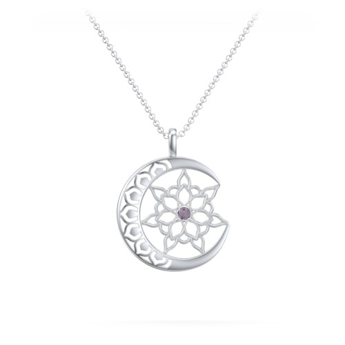 Sun and Moon Mandala Pendant – Sterling Silver with Alexandrite