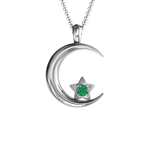 Moonlight Love Pendant – Sterling Silver with Emerald