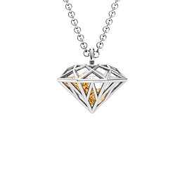 Diamond Cage Pendant with 1 - 4 Gemstones in 925 Sterling Silver with Citrine