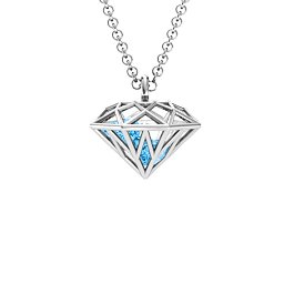 Diamond Cage Pendant with 1 - 4 Gemstones in 925 Sterling Silver with Blue Topaz