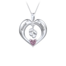 Precious Gift Baby Feet Charm Pendant in 925 Sterling Silver with Alexandrite