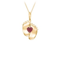Engravable Baby Feet Birthstone Pendant