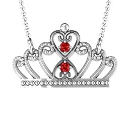 Charming Crown Necklace in 925 Sterling Silver with Garnet