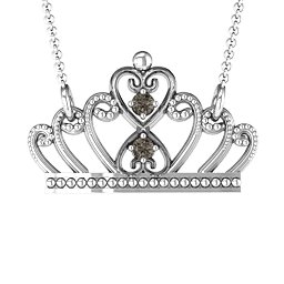 Charming Crown Necklace in 925 Sterling Silver with Smokey Quartz