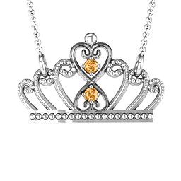 Charming Crown Necklace in 925 Sterling Silver with Citrine