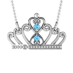 Charming Crown Necklace in 925 Sterling Silver with Blue Topaz