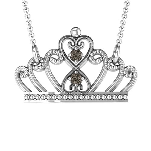 Charming Crown Necklace – Sterling Silver with Smokey Quartz