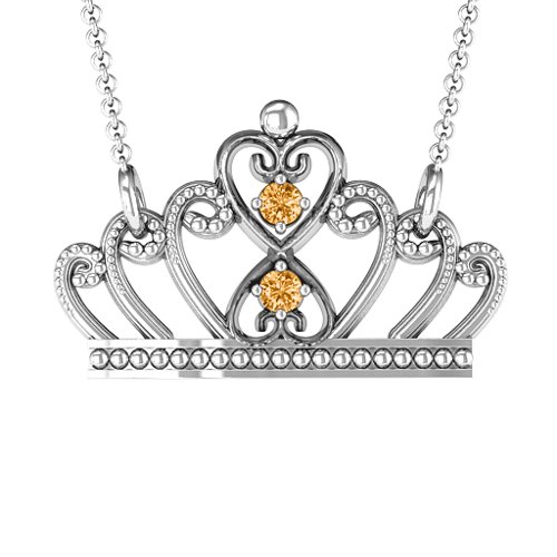 Charming Crown Necklace – Sterling Silver with Citrine