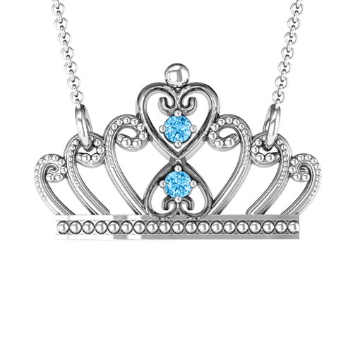 Charming Crown Necklace – Sterling Silver with Blue Topaz