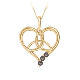 Eternal Love Celtic Trinity Knot Pendant with 1-3 Stones in 10K Solid Yellow Gold with Smokey Quartz