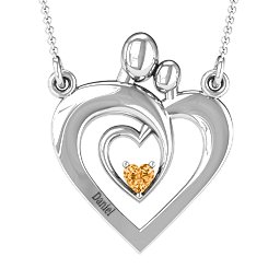 Unconditional Love Family Pendant in 925 Sterling Silver with Citrine