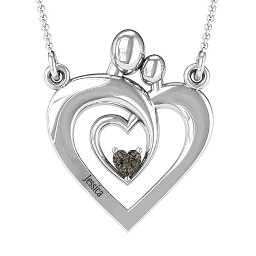 Unconditional Love Family Pendant – Sterling Silver with Smokey Quartz