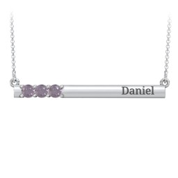 Engravable Family Bar Pendant with 1-5 Gemstones