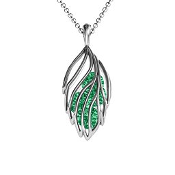 Elegant Elm Cage Leaf Pendant in 925 Sterling Silver with Emerald, Ruby, and Citrine
