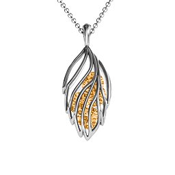 Elegant Elm Cage Leaf Pendant in 925 Sterling Silver with Citrine, Ruby, and Emerald