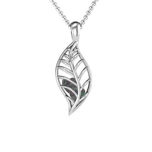Mini Encourage-Mint Cage Leaf Pendant – Sterling Silver with Alexandrite